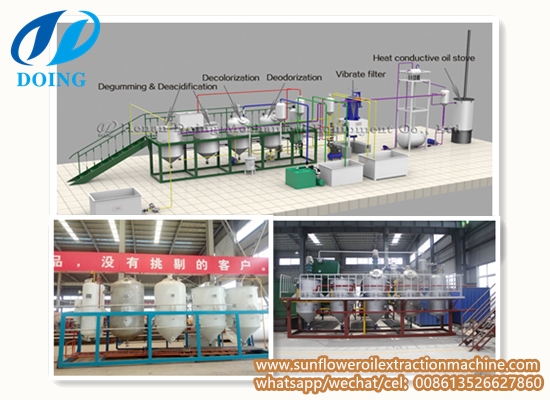 1-20TPD batch type sunflower oil refinery plant